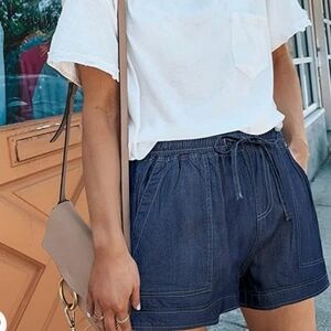 CRAZY GRID Casual Shorts with Front Pockets  Elastic Self tie Waist Size S
